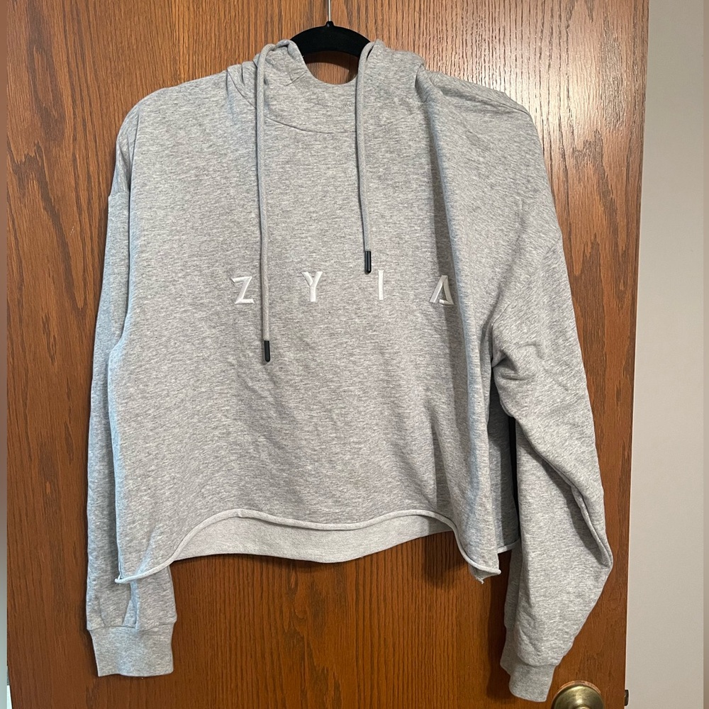 Zyia Raw Edge Crop Hoodie